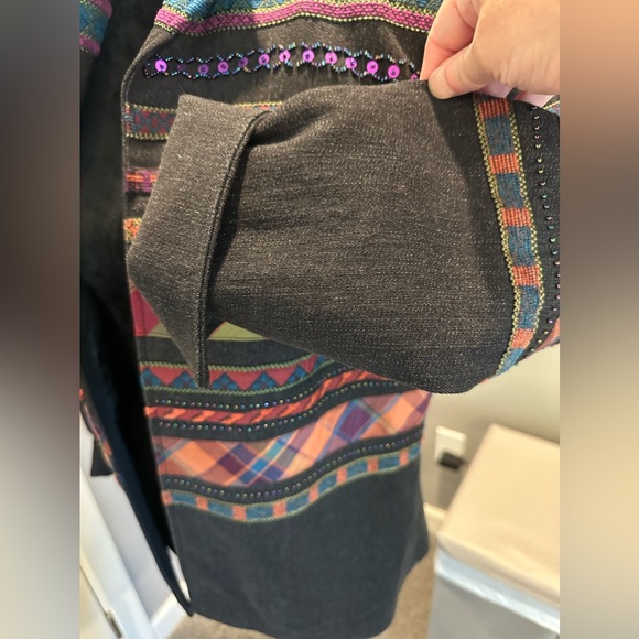 Coldwater Creek open front jacket, southwestern beaded sequin multicolor inserts - Picture 12 of 16